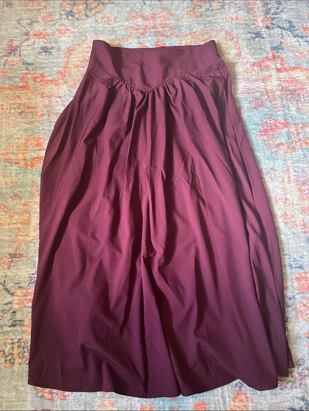 SHEIN Burgundy Full Midi Skirt